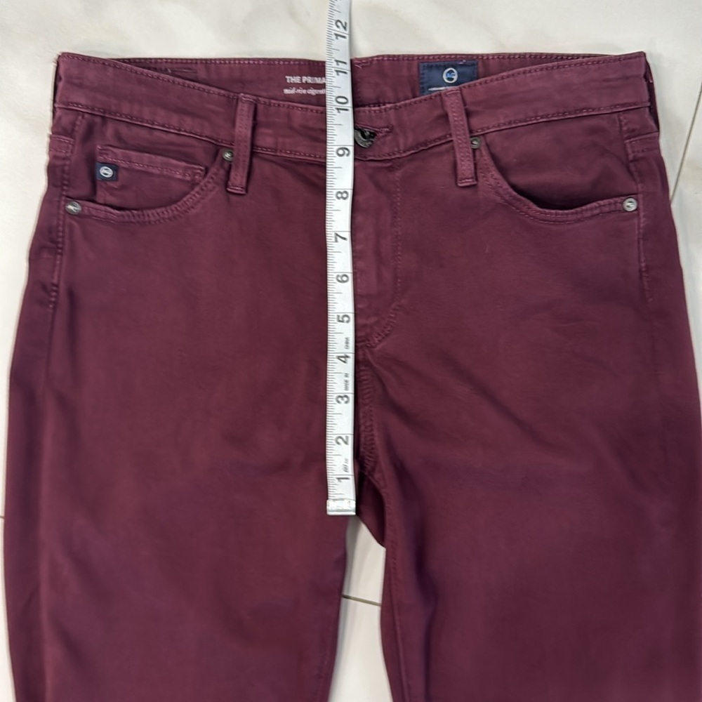 Ag Adriano Goldschmied Prima Mid Rise Cigarette Pants in Wine. Sz 27 - Picture 5 of 9